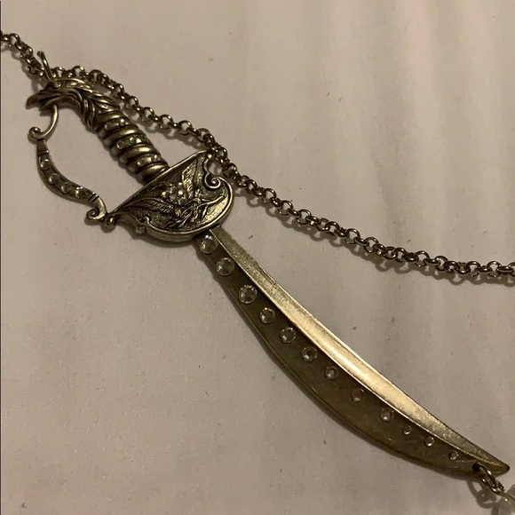 Tarina Tarantino pirate sword silver long necklace - Picture 2 of 5